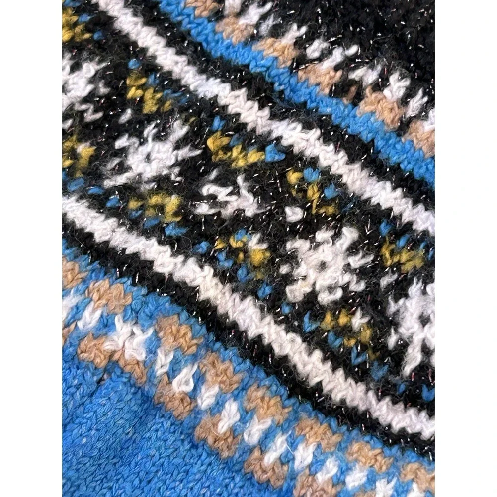 Holiday Time Fair Isle Metallic Polar Bear Granny Ugly Christmas Party Sweater S